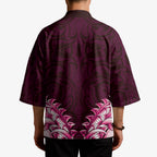 New Zealand Ta Moko Kimono Aotearoa Maori Chest Tattoo Pink