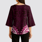 New Zealand Ta Moko Kimono Sleeve Blouse Aotearoa Maori Chest Tattoo Pink