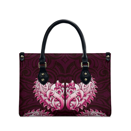 New Zealand Ta Moko Leather Bag Aotearoa Maori Chest Tattoo Pink