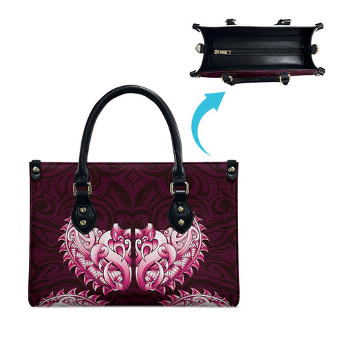 New Zealand Ta Moko Leather Bag Aotearoa Maori Chest Tattoo Pink