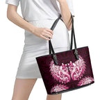 New Zealand Ta Moko Leather Tote Bag Aotearoa Maori Chest Tattoo Pink
