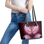 New Zealand Ta Moko Leather Tote Bag Aotearoa Maori Chest Tattoo Pink