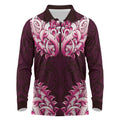 New Zealand Ta Moko Long Sleeve Polo Shirt Aotearoa Maori Chest Tattoo Pink