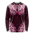 New Zealand Ta Moko Long Sleeve Shirt Aotearoa Maori Chest Tattoo Pink