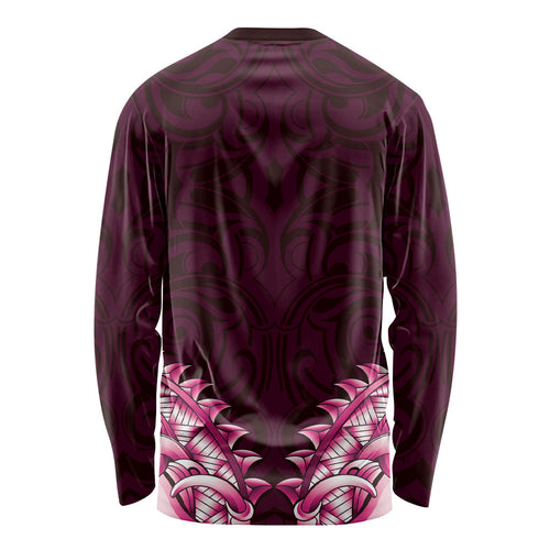 New Zealand Ta Moko Long Sleeve Shirt Aotearoa Maori Chest Tattoo Pink