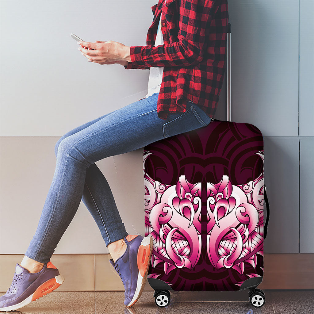 New Zealand Ta Moko Luggage Cover Aotearoa Maori Chest Tattoo Pink