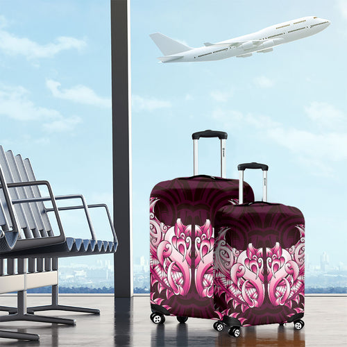 New Zealand Ta Moko Luggage Cover Aotearoa Maori Chest Tattoo Pink