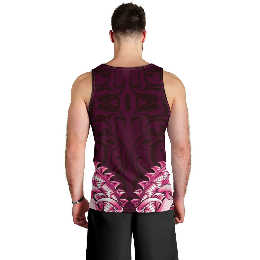 New Zealand Ta Moko Men Tank Top Aotearoa Maori Chest Tattoo Pink