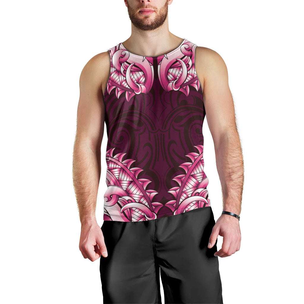 New Zealand Ta Moko Men Tank Top Aotearoa Maori Chest Tattoo Pink
