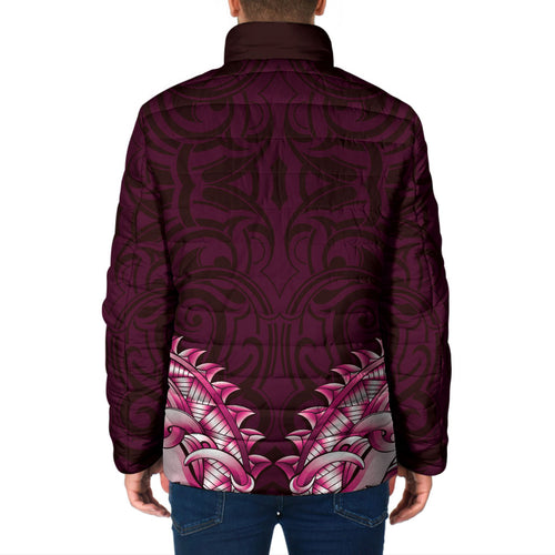 New Zealand Ta Moko Padded Jacket Aotearoa Maori Chest Tattoo Pink