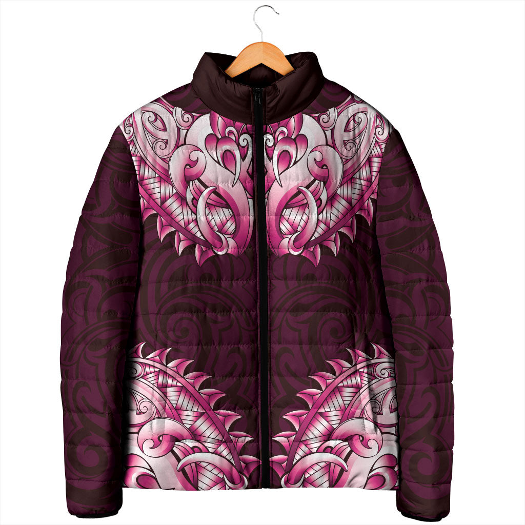 New Zealand Ta Moko Padded Jacket Aotearoa Maori Chest Tattoo Pink