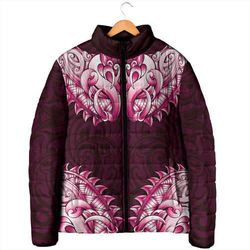 New Zealand Ta Moko Padded Jacket Aotearoa Maori Chest Tattoo Pink