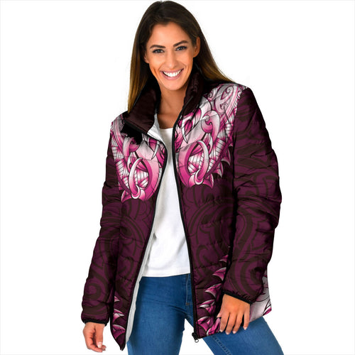 New Zealand Ta Moko Padded Jacket Aotearoa Maori Chest Tattoo Pink