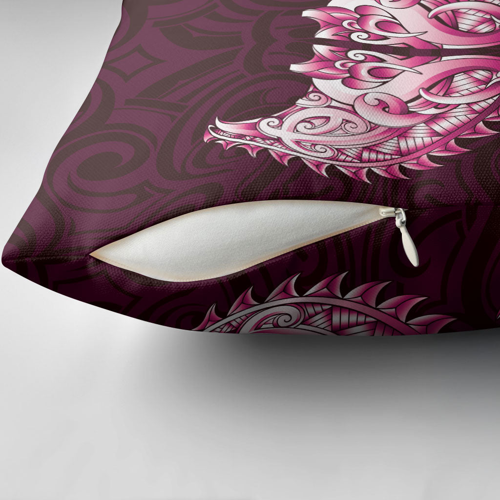 New Zealand Ta Moko Pillow Cover Aotearoa Maori Chest Tattoo Pink