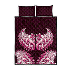 New Zealand Ta Moko Quilt Bed Set Aotearoa Maori Chest Tattoo Pink