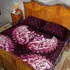 New Zealand Ta Moko Quilt Bed Set Aotearoa Maori Chest Tattoo Pink