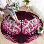 New Zealand Ta Moko Round Carpet Aotearoa Maori Chest Tattoo Pink