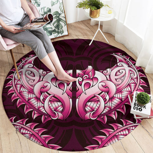 New Zealand Ta Moko Round Carpet Aotearoa Maori Chest Tattoo Pink