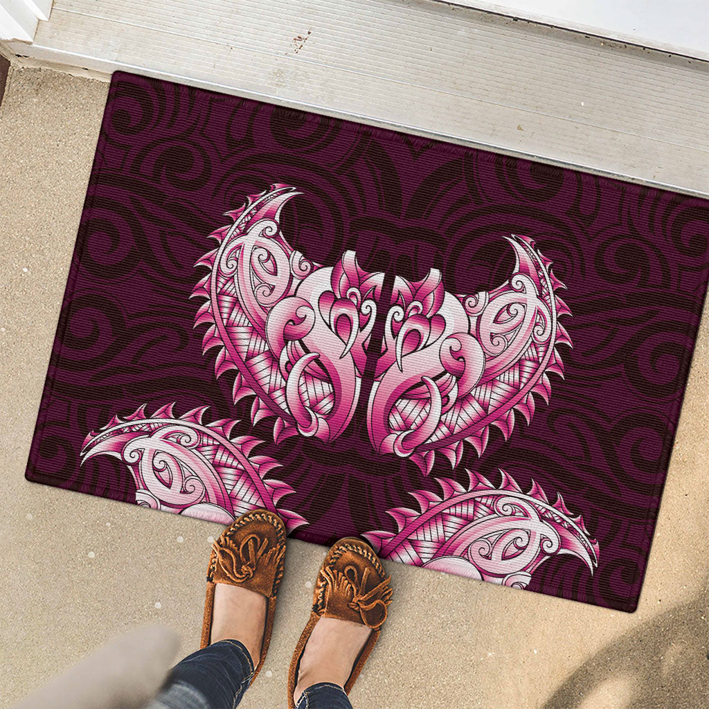 New Zealand Ta Moko Rubber Doormat Aotearoa Maori Chest Tattoo Pink