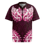 New Zealand Ta Moko Rugby Jersey Aotearoa Maori Chest Tattoo Pink