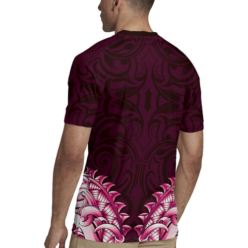 New Zealand Ta Moko Rugby Jersey Aotearoa Maori Chest Tattoo Pink