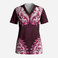 New Zealand Ta Moko Scrub Top Aotearoa Maori Chest Tattoo Pink