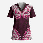 New Zealand Ta Moko Scrub Top Aotearoa Maori Chest Tattoo Pink