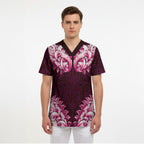 New Zealand Ta Moko Scrub Top Aotearoa Maori Chest Tattoo Pink