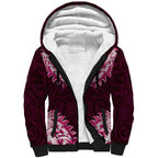 New Zealand Ta Moko Sherpa Hoodie Aotearoa Maori Chest Tattoo Pink