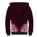 New Zealand Ta Moko Sherpa Hoodie Aotearoa Maori Chest Tattoo Pink