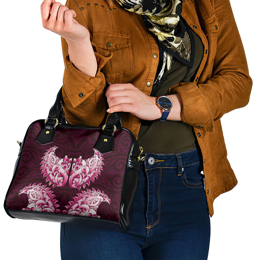 New Zealand Ta Moko Shoulder Handbag Aotearoa Maori Chest Tattoo Pink