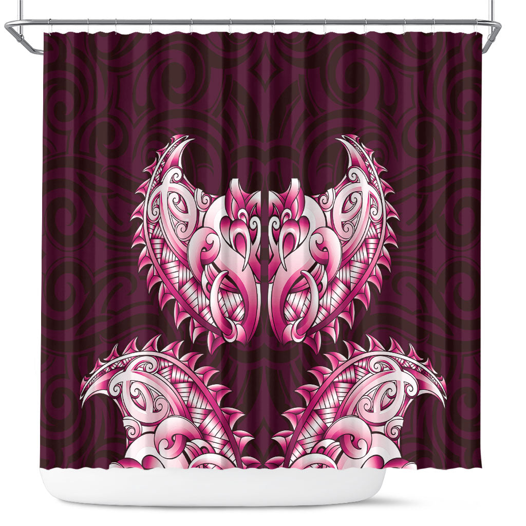 New Zealand Ta Moko Shower Curtain Aotearoa Maori Chest Tattoo Pink