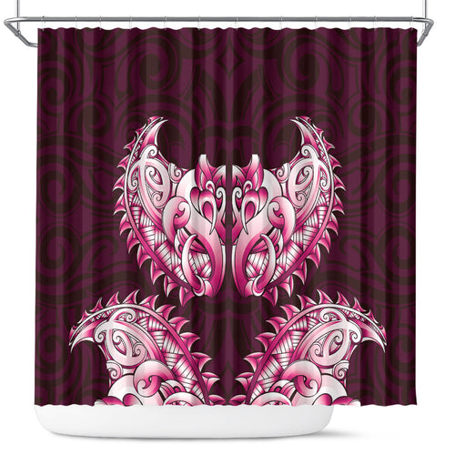 New Zealand Ta Moko Shower Curtain Aotearoa Maori Chest Tattoo Pink