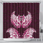 New Zealand Ta Moko Shower Curtain Aotearoa Maori Chest Tattoo Pink