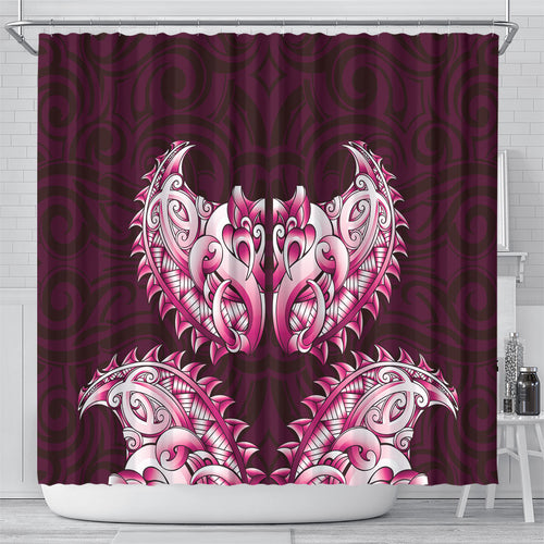 New Zealand Ta Moko Shower Curtain Aotearoa Maori Chest Tattoo Pink