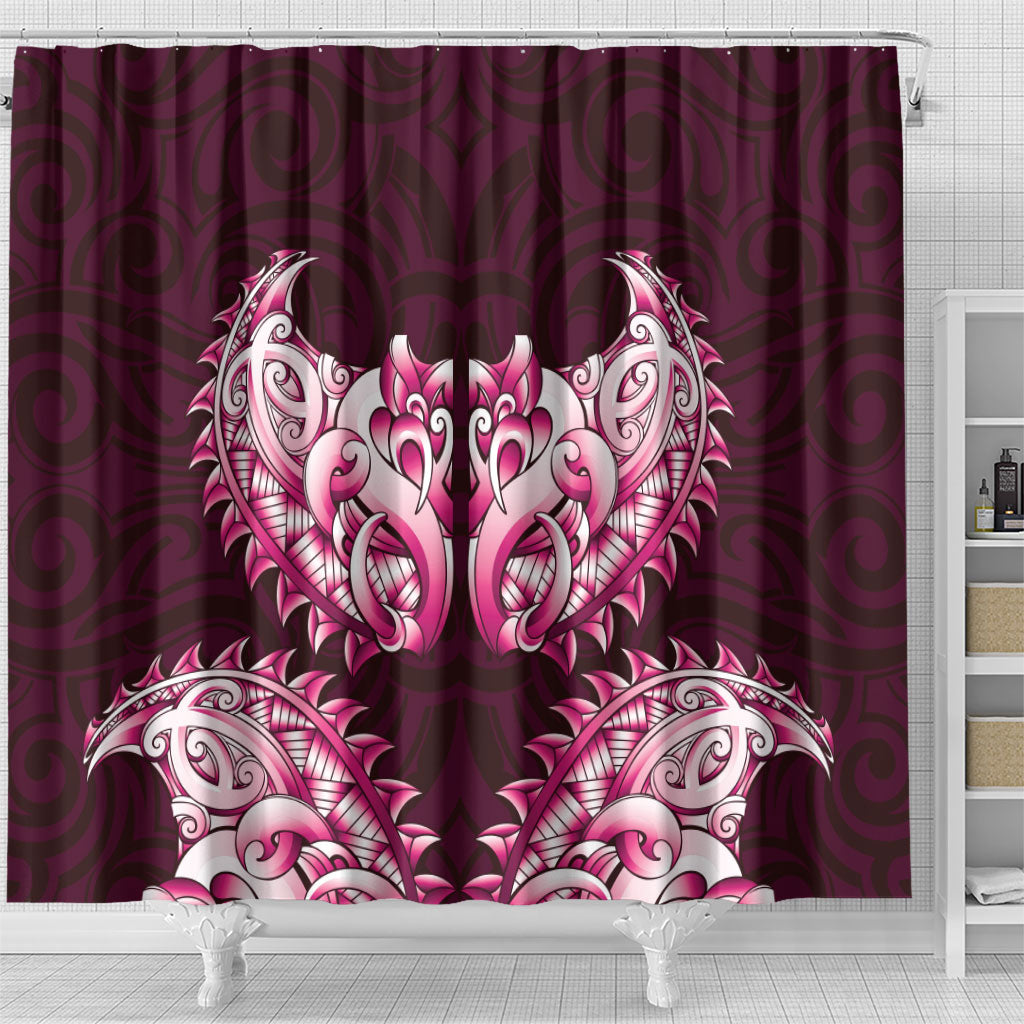 New Zealand Ta Moko Shower Curtain Aotearoa Maori Chest Tattoo Pink