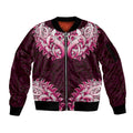 New Zealand Ta Moko Sleeve Zip Bomber Jacket Aotearoa Maori Chest Tattoo Pink