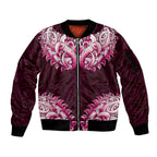 New Zealand Ta Moko Sleeve Zip Bomber Jacket Aotearoa Maori Chest Tattoo Pink