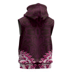New Zealand Ta Moko Sleeveless Hoodie Aotearoa Maori Chest Tattoo Pink