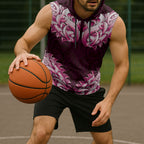 New Zealand Ta Moko Sleeveless Hoodie Aotearoa Maori Chest Tattoo Pink