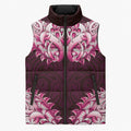 New Zealand Ta Moko Sleeveless Puffer Jacket Aotearoa Maori Chest Tattoo Pink