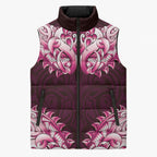 New Zealand Ta Moko Sleeveless Puffer Jacket Aotearoa Maori Chest Tattoo Pink