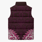 New Zealand Ta Moko Sleeveless Puffer Jacket Aotearoa Maori Chest Tattoo Pink