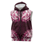 New Zealand Ta Moko Sleeveless Zip Hoodie Aotearoa Maori Chest Tattoo Pink
