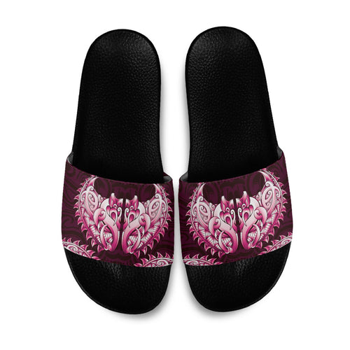 New Zealand Ta Moko Slide Sandals Aotearoa Maori Chest Tattoo Pink