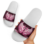 New Zealand Ta Moko Slide Sandals Aotearoa Maori Chest Tattoo Pink