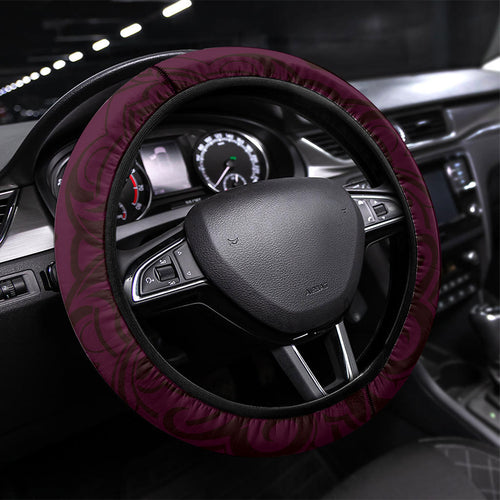 New Zealand Ta Moko Steering Wheel Cover Aotearoa Maori Chest Tattoo Pink
