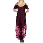 New Zealand Ta Moko Summer Maxi Dress Aotearoa Maori Chest Tattoo Pink