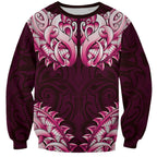 New Zealand Ta Moko Sweatshirt Aotearoa Maori Chest Tattoo Pink