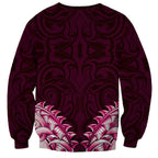 New Zealand Ta Moko Sweatshirt Aotearoa Maori Chest Tattoo Pink